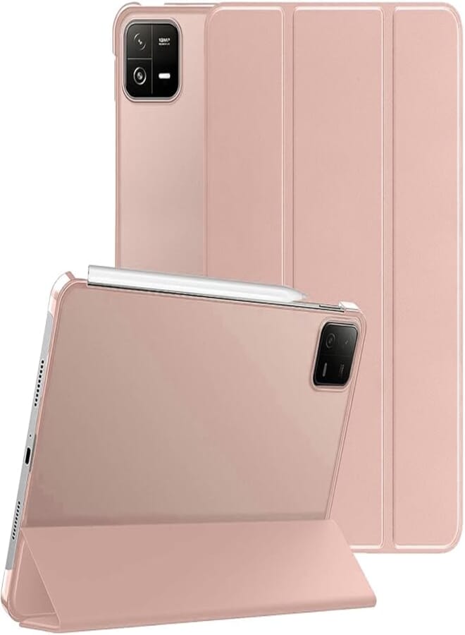 MOCA Case for Xiaomi Mi Pad 7/7 Pro 11.2 Inch Tablet, Magnetic Flip Stand Cover with Stylus Holder, Transparent Back, Auto Wake/Sleep, Slim Shockproof Protective Shell (Rose Gold)